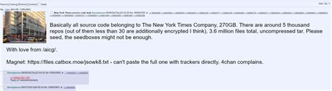 4chan co|New York Times source code leaks online via 4chan.